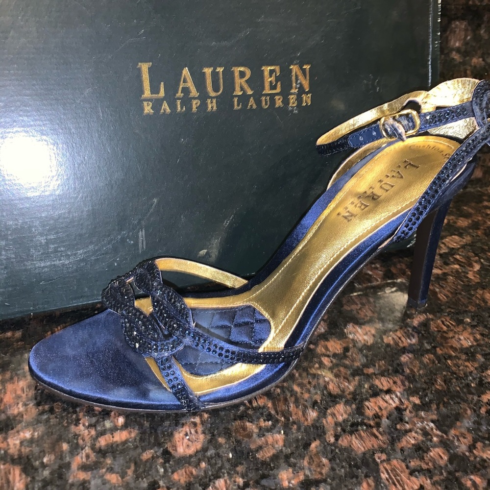 Ralph Lauren Crystal Embellished Navy Heel